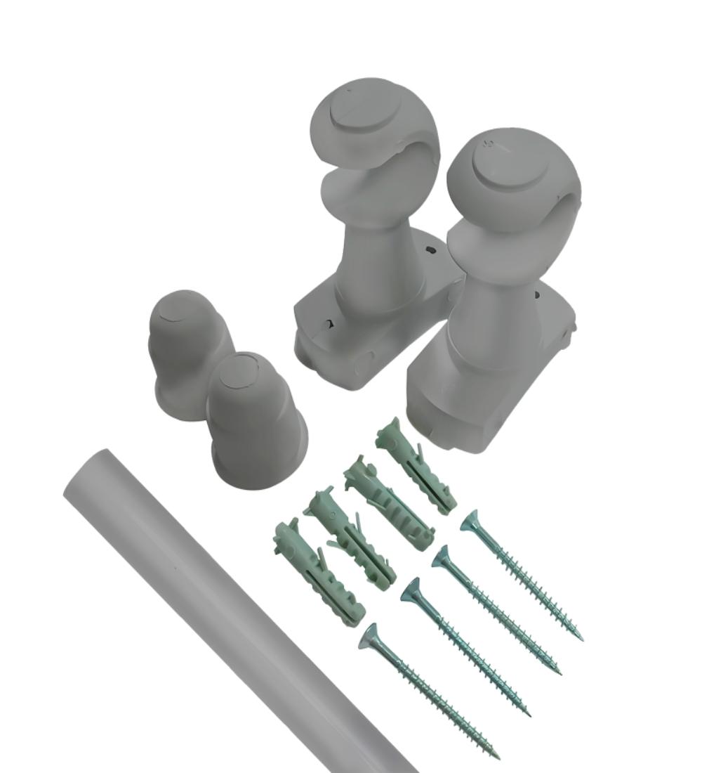 KIT SOPORTE CORTINA SIMPLE CHROMA 1.5M COLOR PLATA